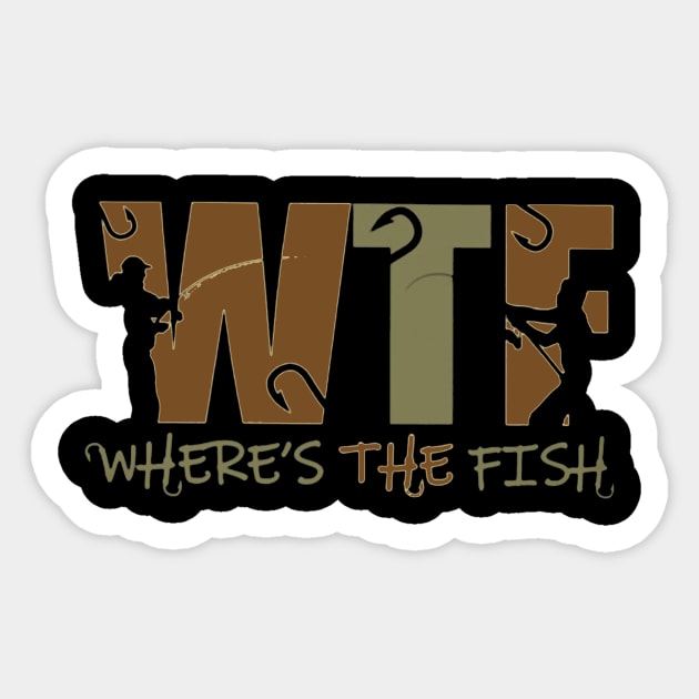 Where's The Fish - Fishing Sticker by bonsauba